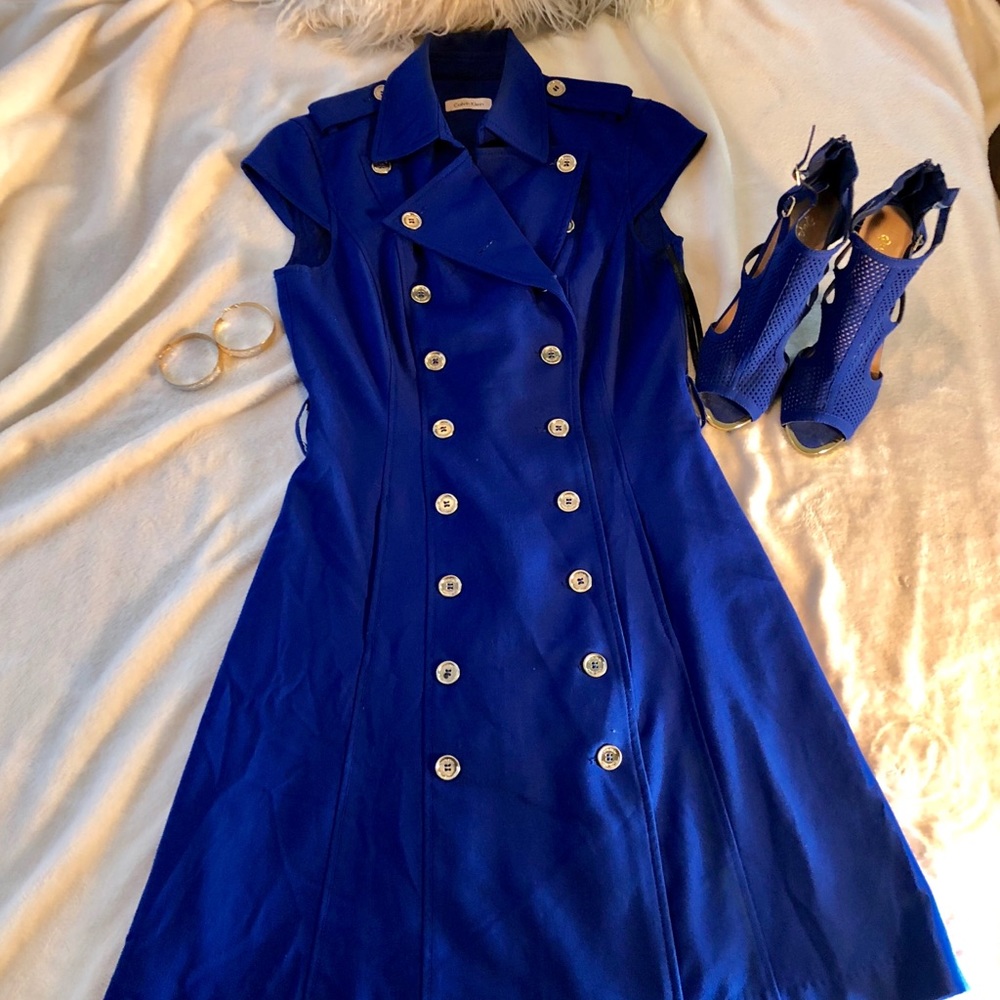 Royal Blue Calvin Klein Fit and Flare Dress Size 4